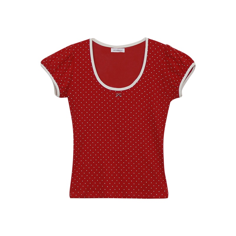 【PINK PINEAPPLE】【Hearts2Hearts+IAN】ドットリボン柄 Tシャツ