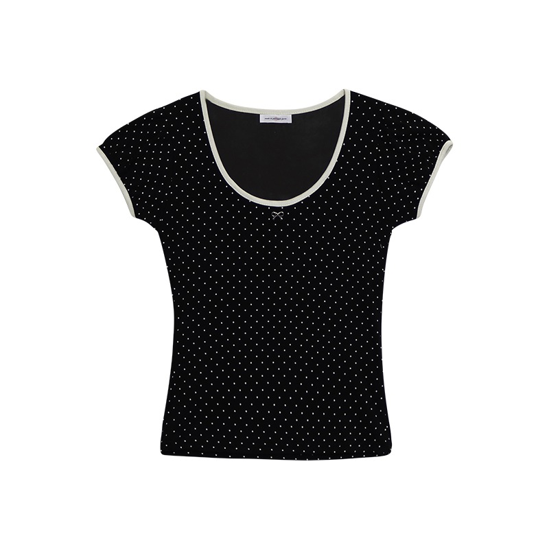 【PINK PINEAPPLE】【Hearts2Hearts+IAN】ドットリボン柄 Tシャツ