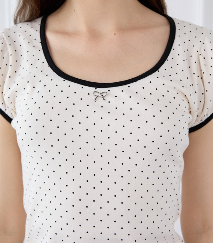 【PINK PINEAPPLE】【Hearts2Hearts+IAN】ドットリボン柄 Tシャツ