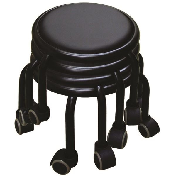 スタッキングチェア/丸椅子 同色4脚セット ホワイトブラック 幅32cm 日本製 スチール ローキャスター ボン スタッキングチェア/丸椅子 同色4脚セット ホワイトブラック 幅32cm 日本製 スチール ローキャスター ボン