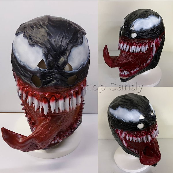 Venom マスク 黒/赤/白 お面　ハロウィンアイテム SALE中 ヴェノム マスク 仮面 パーティーVenom 牙 キバ 仮装