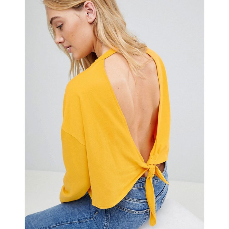 エイソス レディース トップス【ASOS TALL Sweatshirt With Open Knot Back】Yellow エイソス レディース トップス【ASOS TALL Sweatshirt With Open Knot Back】Yellow