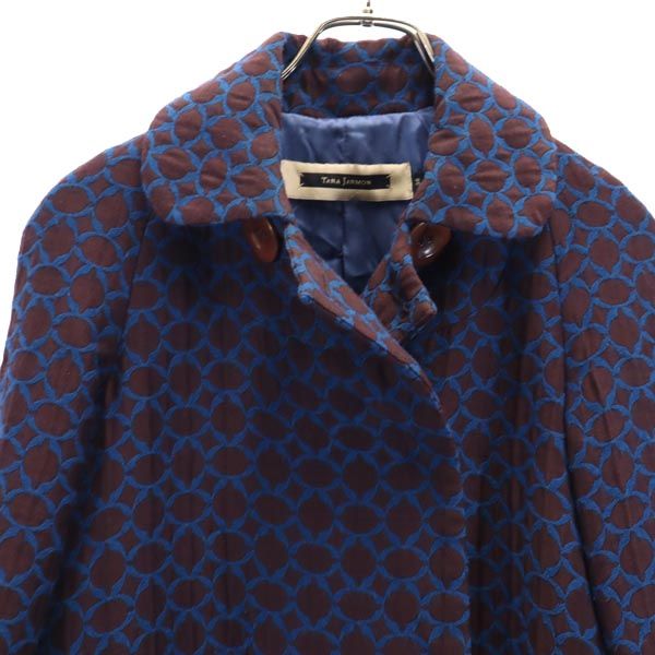 タラジャーモン 総柄 ウールブレンド ハーフ コート 36 ブラウン系 TARA JARMON レディース