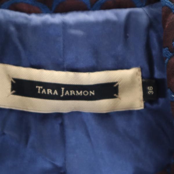 タラジャーモン 総柄 ウールブレンド ハーフ コート 36 ブラウン系 TARA JARMON レディース