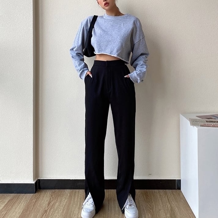 ラフパンツ ボトムス 長ズボン スラックス スウェット スリット ワントーン カジュアル 抜け感 ラフパンツ ボトムス 長ズボン スラックス スウェット スリット ワントーン カジュアル 抜け感