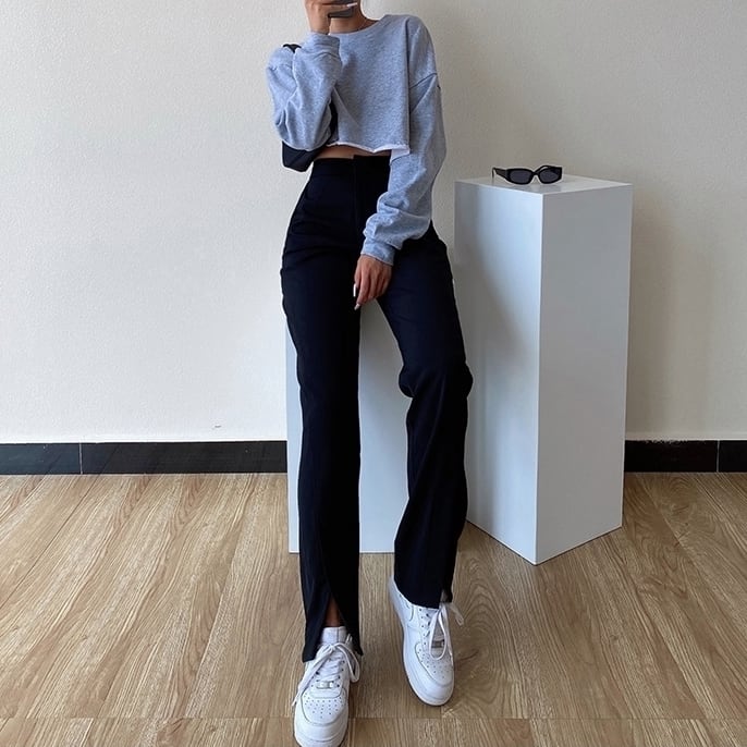 ラフパンツ ボトムス 長ズボン スラックス スウェット スリット ワントーン カジュアル 抜け感 ラフパンツ ボトムス 長ズボン スラックス スウェット スリット ワントーン カジュアル 抜け感