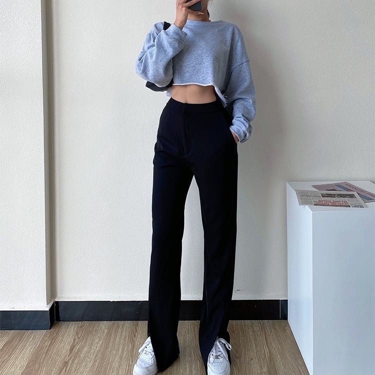 ラフパンツ ボトムス 長ズボン スラックス スウェット スリット ワントーン カジュアル 抜け感 ラフパンツ ボトムス 長ズボン スラックス スウェット スリット ワントーン カジュアル 抜け感