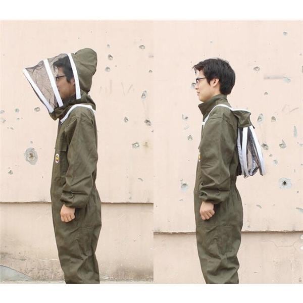 養蜂用 防護服 蜂防護服 保護服 フェイスネット付き 手袋付き ハチ防護服 上下服 害虫駆除 一体式 刺され防止 ガーデニング 男女兼用 厚手
