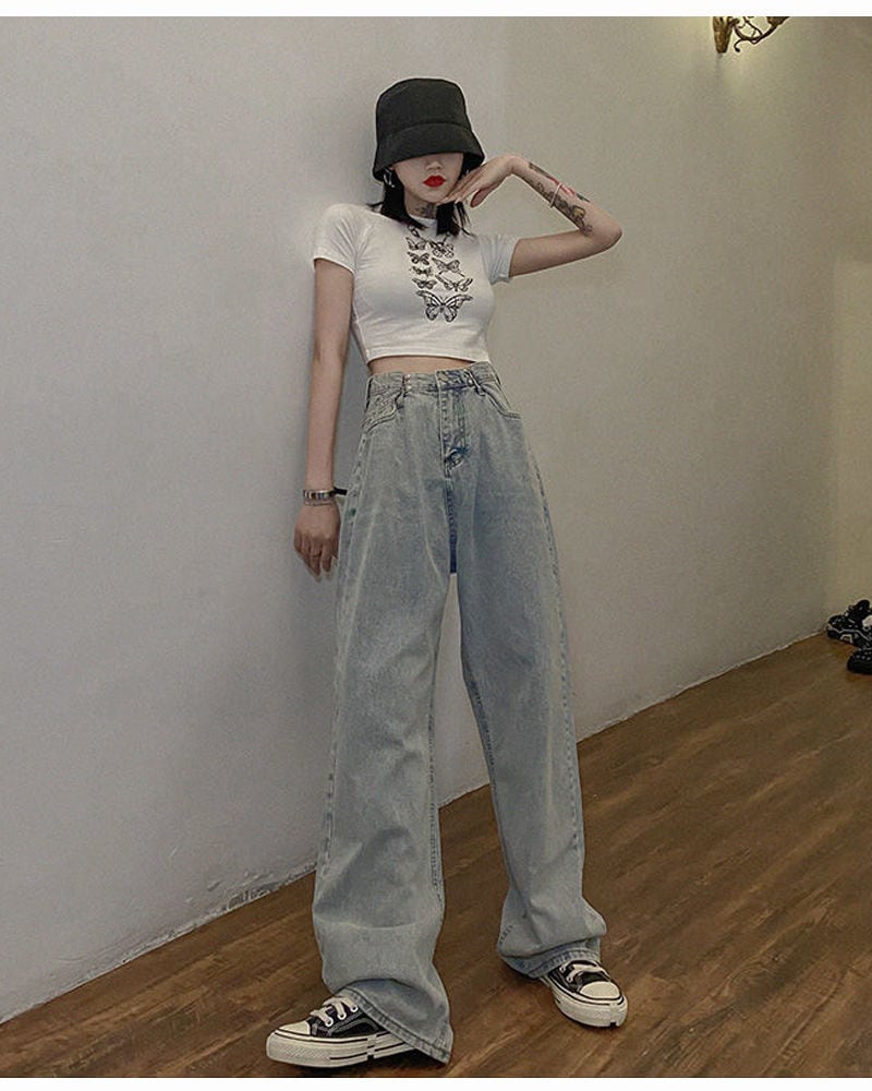 ワイドパンツ 接触冷感ボトムスジョガーパンツ ウエストゴムパンツデニムパンツレディースダークブルーストレートジーンズ デニムパンツハイウエストパン 無視できるタイトル：デニムパンツ