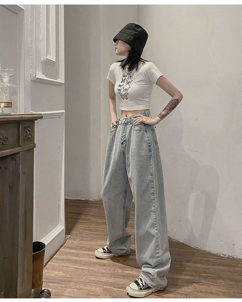 ワイドパンツ 接触冷感ボトムスジョガーパンツ ウエストゴムパンツデニムパンツレディースダークブルーストレートジーンズ デニムパンツハイウエストパン 無視できるタイトル：デニムパンツ