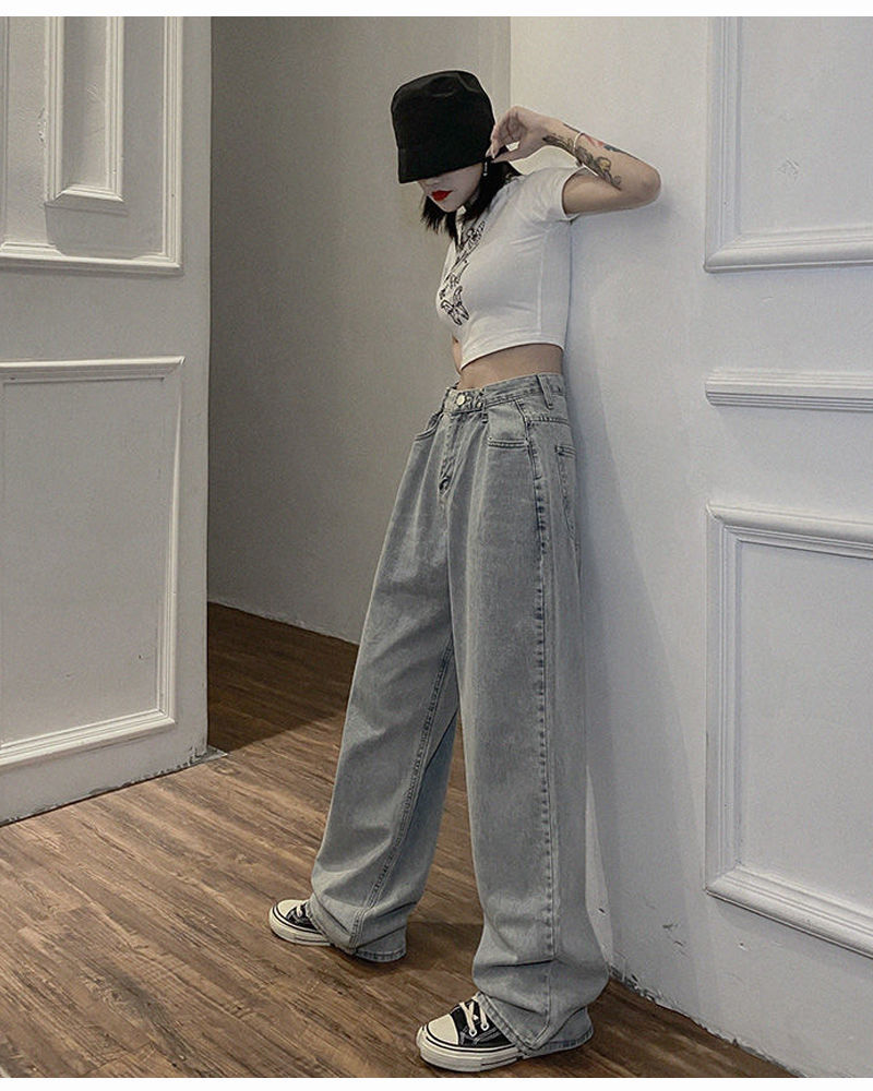 ワイドパンツ 接触冷感ボトムスジョガーパンツ ウエストゴムパンツデニムパンツレディースダークブルーストレートジーンズ デニムパンツハイウエストパン 無視できるタイトル：デニムパンツ