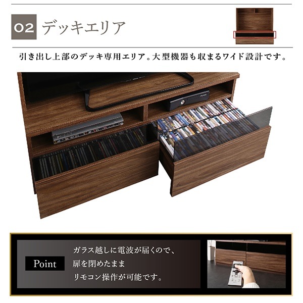 ミドルタイプテレビボードシリーズ [city sign]シティサイン 2点セット（テレビボード+ガラス扉キャビネット） ウォルナットブラウン