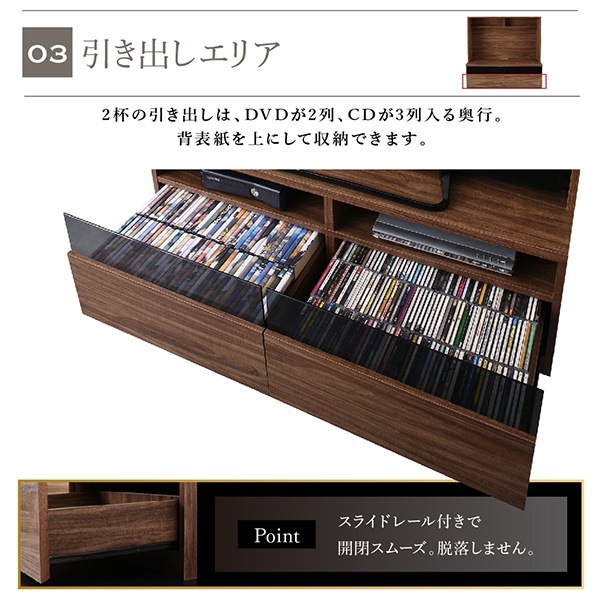 ミドルタイプテレビボードシリーズ [city sign]シティサイン 2点セット（テレビボード+ガラス扉キャビネット） ウォルナットブラウン