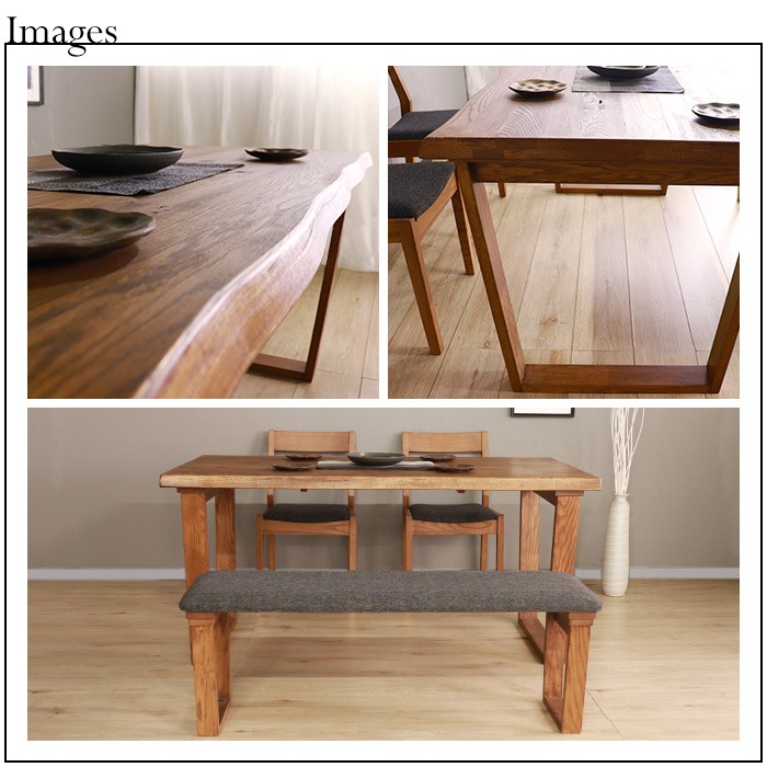 【HEIM＆DUE】世界に一つだけのダイニング4点セット150 ブラウン／ダイニングセット 4人 天然木 無垢 木製 レッドオーク材 オイル塗料 水性塗料