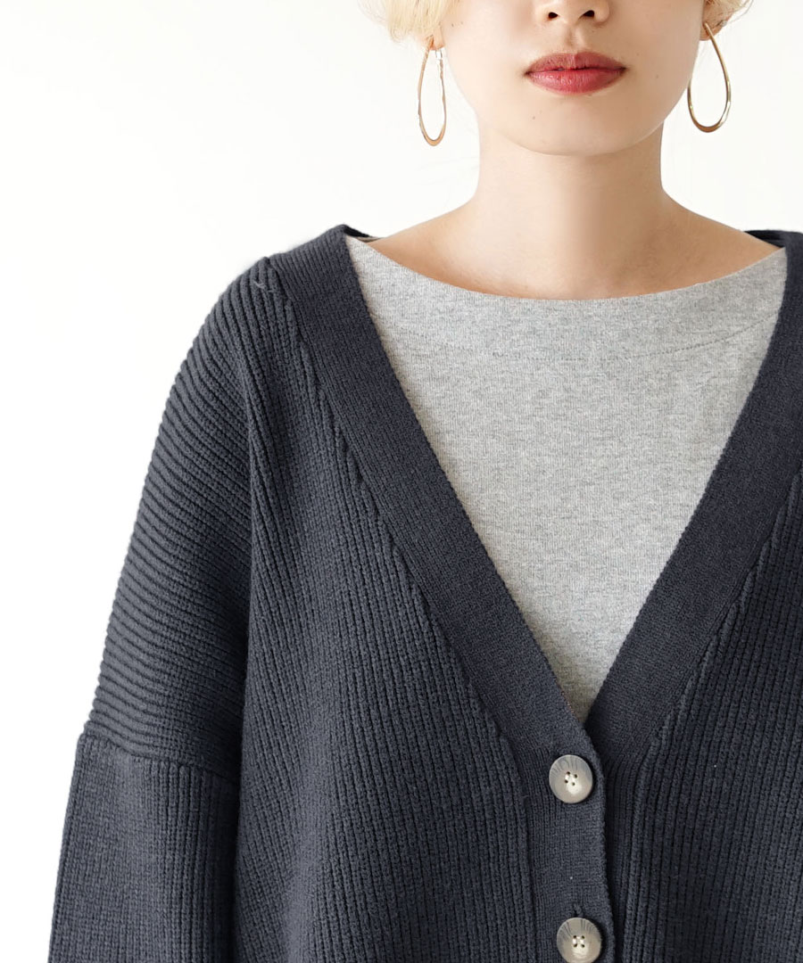 ニットカーディガン レディース / 着るだけで抜け感を演出する カーディガン トップス カーデガン カーデ ニットカーデ 羽織り 長袖 Vネック 秋 冬 (ミミメメット):リブ編み ボックスカーディガ ニットカーディガン レディース / 着るだけで抜け感を演出する カーディガン トップス カーデガン カーデ ニットカーデ 羽織り 長袖 Vネック 秋 冬 (ミミメメット):リブ編み ボックスカーディガ