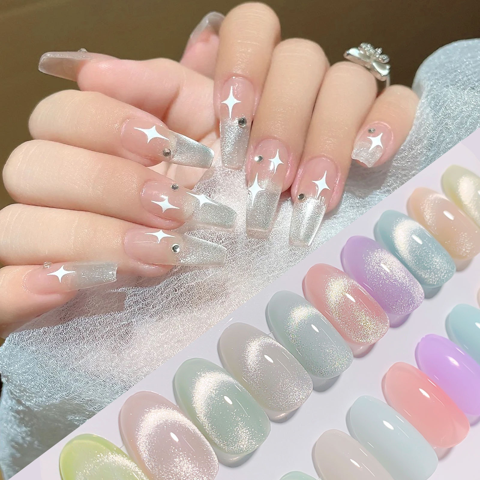 【10個セット】キャツアイネイル トップコートジェル 磁石 75ml猫目ジェルトップコート 猫の目のように効果 マグネットジェルネイル マジック磁気UVジェルマニキュアネイルアート