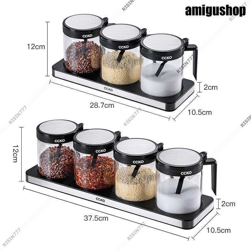 【6月新品＆イベントセール】調味料入れ 調味料容器 調味料ケース おしゃれ ガラス 砂糖 塩 キャンプ 密閉 トランスペアレント セット 3個 防湿防塵 お手入れ簡単 キッチン用品30%OFF安い