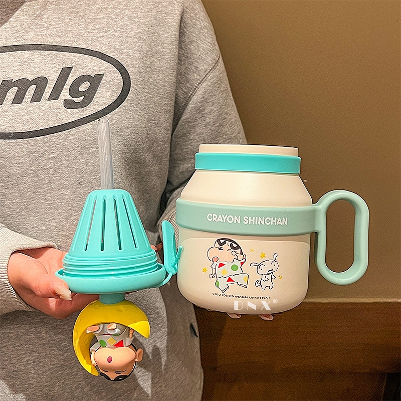 クレヨンしんちゃん ビッグマック ウォーターカップ 児童 学生 ストロー断熱カップ ステンレス製 ティーセパレーターケトル 女性 かわいい