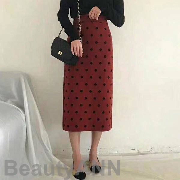 新生活 ペンシルスカート レディース 厚手 ロング丈 ドット柄 水玉柄 シンプル オシャレ カジュアル ボトムス 秋 冬 ハイウエスト プレゼント ギフト 新生活 ペンシルスカート レディース 厚手 ロング丈 ドット柄 水玉柄 シンプル オシャレ カジュアル ボトムス 秋 冬 ハイウエスト プレゼント ギフト