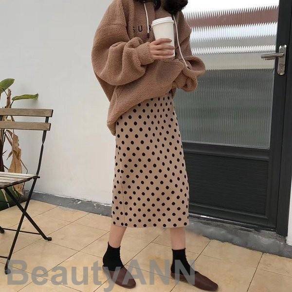 新生活 ペンシルスカート レディース 厚手 ロング丈 ドット柄 水玉柄 シンプル オシャレ カジュアル ボトムス 秋 冬 ハイウエスト プレゼント ギフト 新生活 ペンシルスカート レディース 厚手 ロング丈 ドット柄 水玉柄 シンプル オシャレ カジュアル ボトムス 秋 冬 ハイウエスト プレゼント ギフト