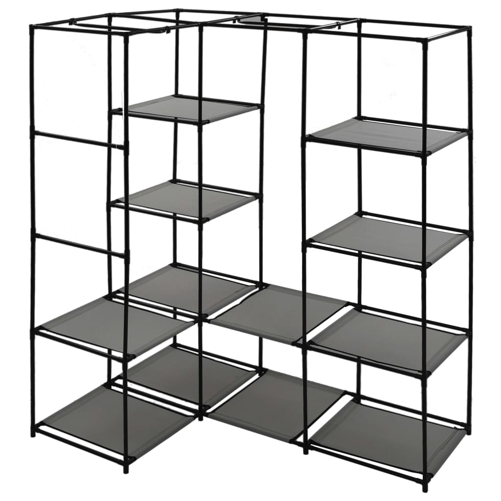 コーナー型 洋服ダンス グレー 130x87x169cm