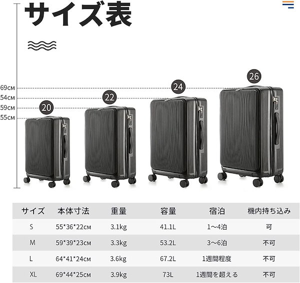 2023 スーツケース キャリーケース フロントオープン 女性の多機能カップホルダー付きスーツケース ビルトインカップホルダー ビジネス 機内持込  超軽量 大型 軽量 静音 ダブルキャスター 耐衝撃