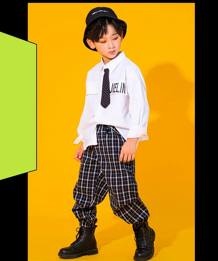 【即納】ダンス衣装 キッズ ジュニア ３点セット 【 男の子 長袖シャツ パンツ ロング丈 バケットハット黒 】【 女の子 長袖シャツ スカート 膝上丈 キャップ白 】 110 120 130 140