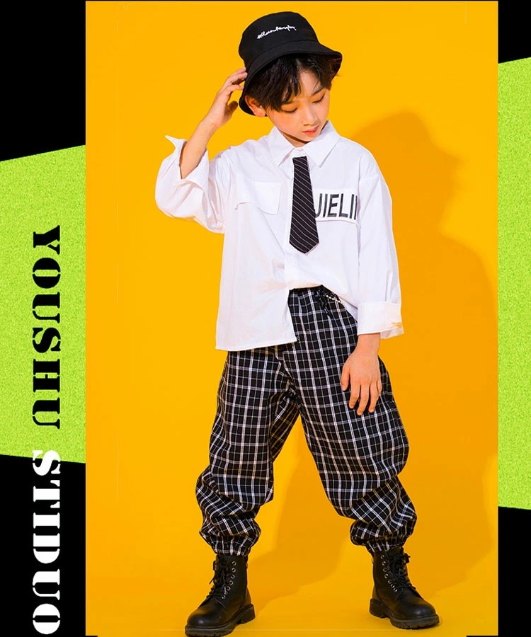 【即納】ダンス衣装 キッズ ジュニア ３点セット 【 男の子 長袖シャツ パンツ ロング丈 バケットハット黒 】【 女の子 長袖シャツ スカート 膝上丈 キャップ白 】 110 120 130 140