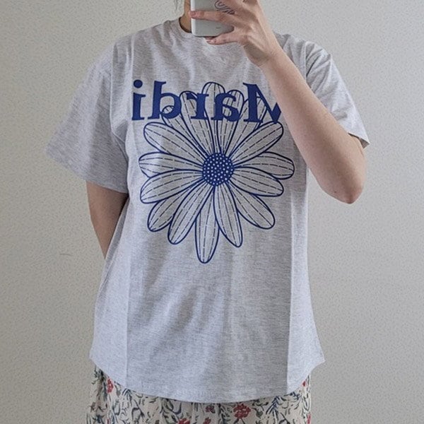 ルフィラセム サクラちゃん着用 マルディメクルディ TSHIRT-FLOWER MARDI_HEATHER-BLUE Tシャツ 国内発送