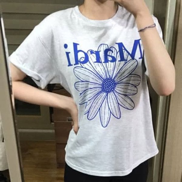 ルフィラセム サクラちゃん着用 マルディメクルディ TSHIRT-FLOWER MARDI_HEATHER-BLUE Tシャツ 国内発送