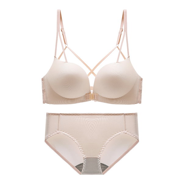 美プラ Qoo10] フロントホックブラ 可愛い 美胸 脇高