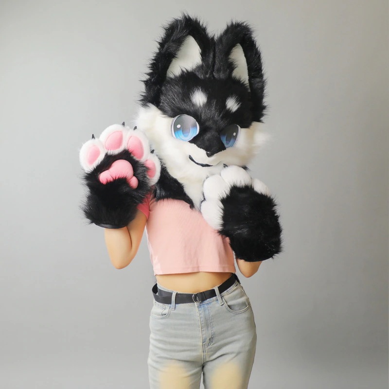 fursuit人形服犬科獣頭マスク爪尾半装furry獣装セット fursuit人形服犬科獣頭マスク爪尾半装furry獣装セット