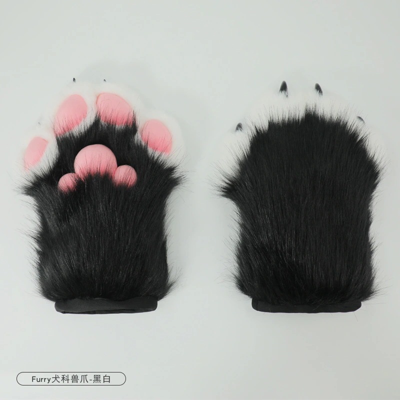 fursuit人形服犬科獣頭マスク爪尾半装furry獣装セット