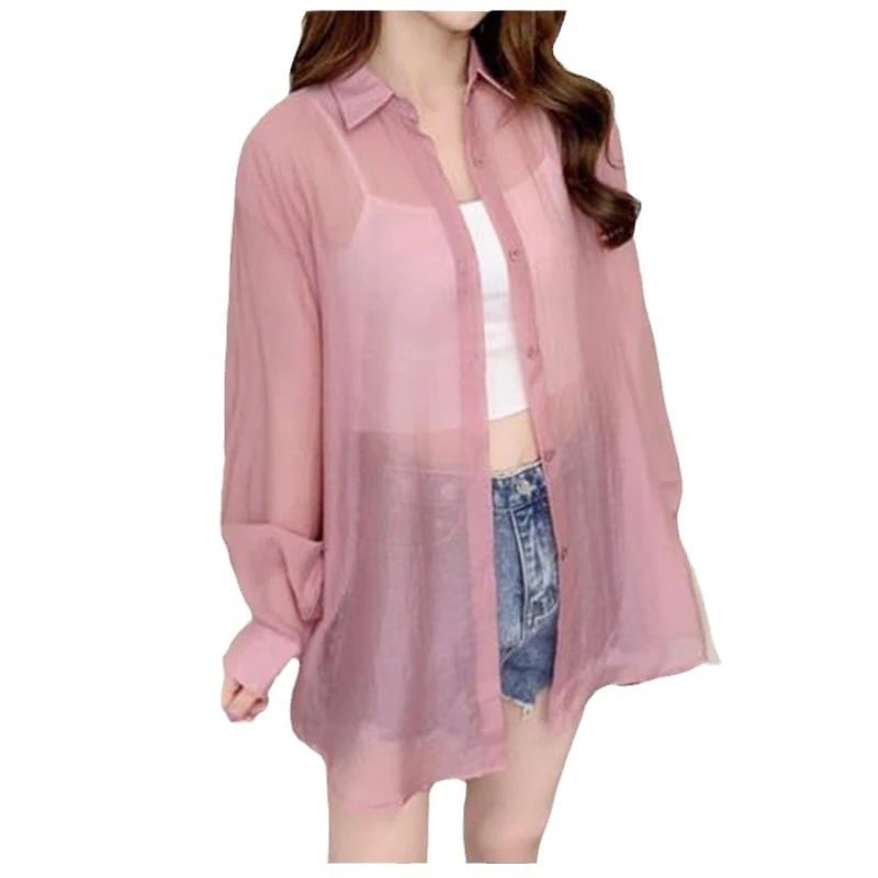 【大人気 急速出荷】2025韓国版バックオープンタイ長袖薄手シャツルーズサンシャツ 【大人気 急速出荷】2025韓国版バックオープンタイ長袖薄手シャツルーズサンシャツ