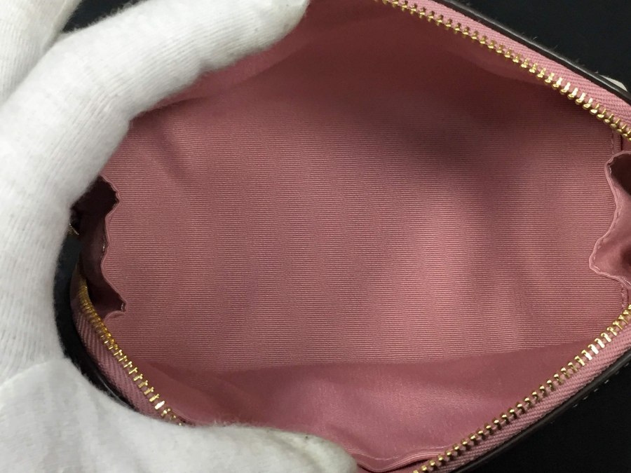 ポーチ ホワイトピンク レザー フラワー柄 F87792 【中古品】 mdprevattcaulkingandwaterproofing.com