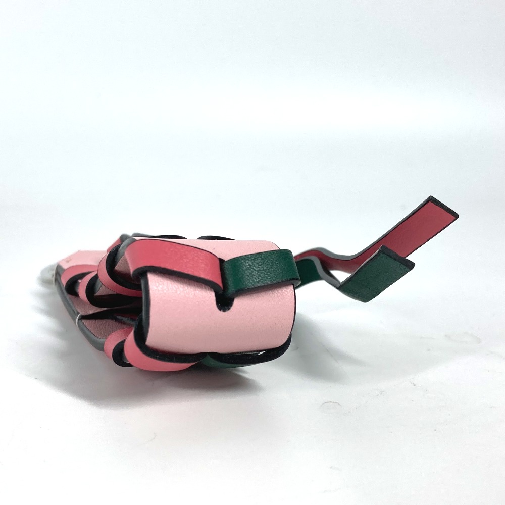 キーホルダー ブレイデッド ストラップ ロゴ アナグラム バイカラー バッグチャーム キーリング キーホルダー レザー ピンク×グリーン キーホルダー ブレイデッド ストラップ ロゴ アナグラム バイカラー バッグチャーム キーリング キーホルダー レザー ピンク×グリーン