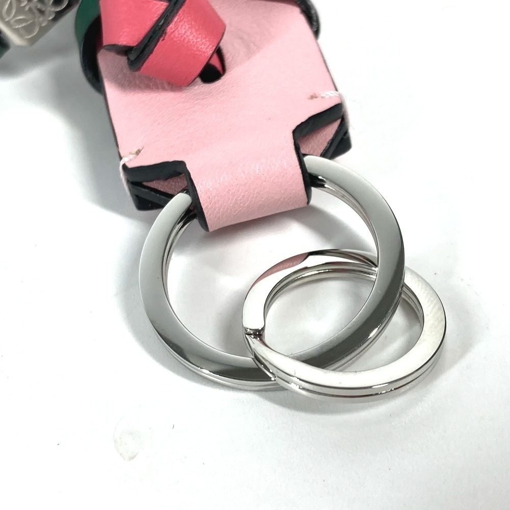 キーホルダー ブレイデッド ストラップ ロゴ アナグラム バイカラー バッグチャーム キーリング キーホルダー レザー ピンク×グリーン キーホルダー ブレイデッド ストラップ ロゴ アナグラム バイカラー バッグチャーム キーリング キーホルダー レザー ピンク×グリーン