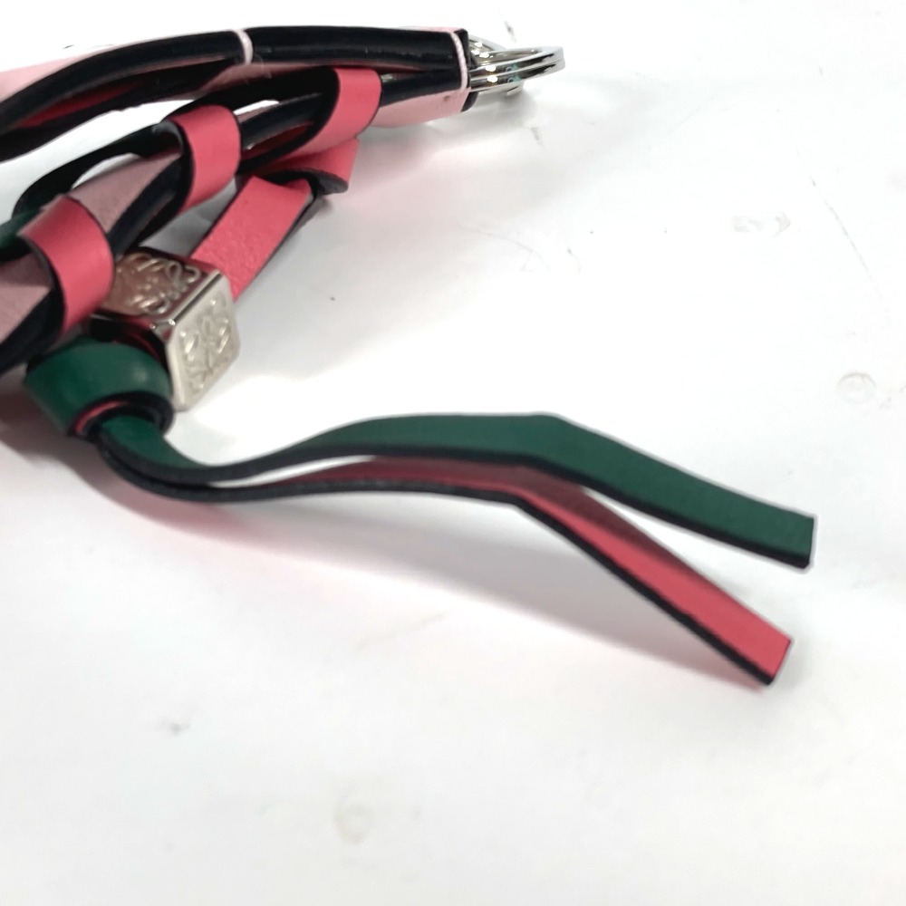 キーホルダー ブレイデッド ストラップ ロゴ アナグラム バイカラー バッグチャーム キーリング キーホルダー レザー ピンク×グリーン キーホルダー ブレイデッド ストラップ ロゴ アナグラム バイカラー バッグチャーム キーリング キーホルダー レザー ピンク×グリーン