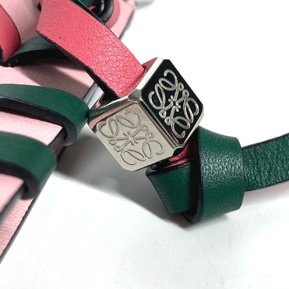 キーホルダー ブレイデッド ストラップ ロゴ アナグラム バイカラー バッグチャーム キーリング キーホルダー レザー ピンク×グリーン キーホルダー ブレイデッド ストラップ ロゴ アナグラム バイカラー バッグチャーム キーリング キーホルダー レザー ピンク×グリーン