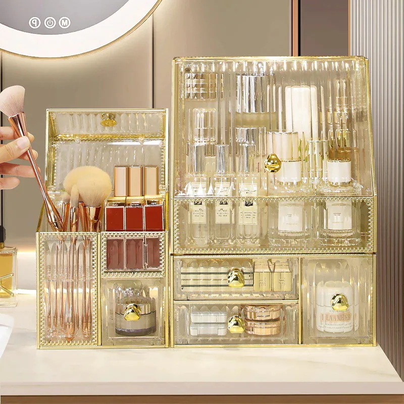 軽量贅沢化粧品収納ケース透明アクリル感防塵デスクスキンケア口紅置物棚 軽量贅沢化粧品収納ケース透明アクリル感防塵デスクスキンケア口紅置物棚