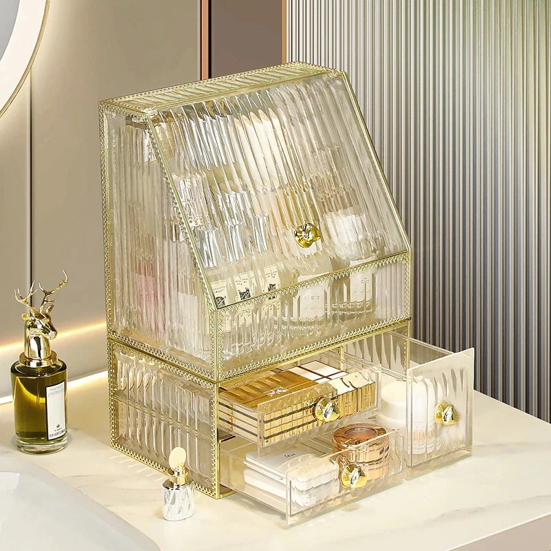 軽量贅沢化粧品収納ケース透明アクリル感防塵デスクスキンケア口紅置物棚 軽量贅沢化粧品収納ケース透明アクリル感防塵デスクスキンケア口紅置物棚