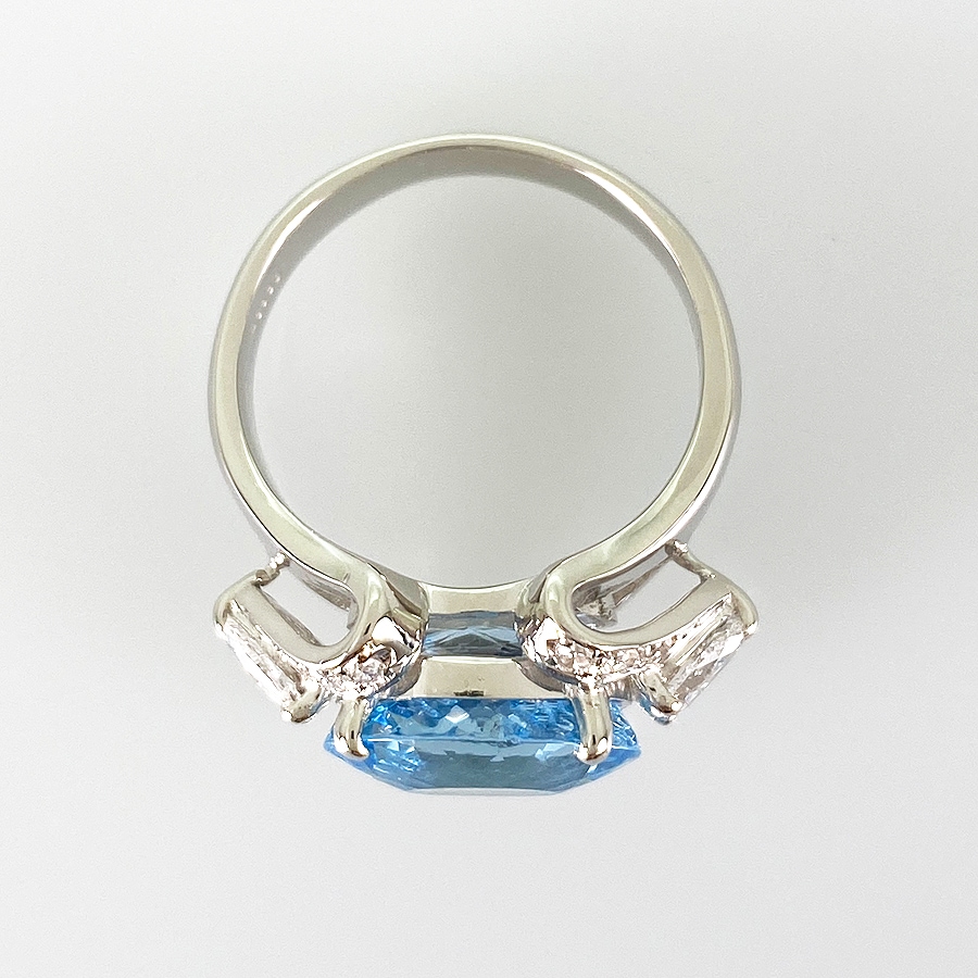 リング Pt900 アクアマリン ダイヤモンド 13号(53) sss【中古