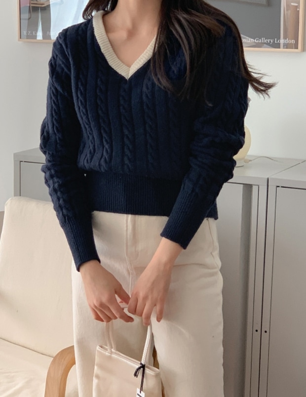 女性らしい Vネック ニット 韓国 人気 全4色 ニット