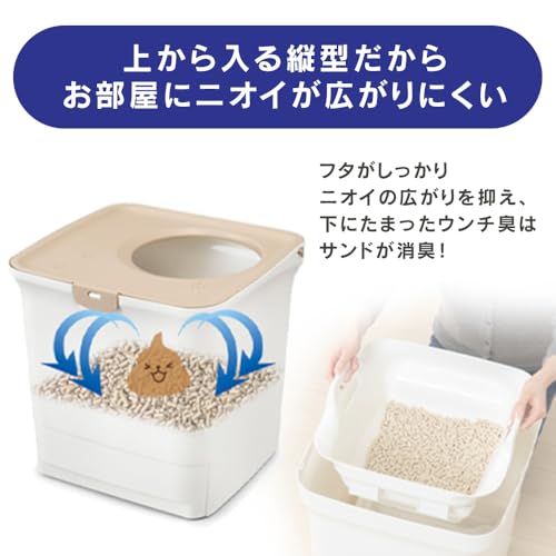 ラクリーン 消臭システムトイレスターターセット 上からタイプ 消臭シート(4枚)+消臭サンド(2.2L) ホワイト/ベージュ RSTU-43