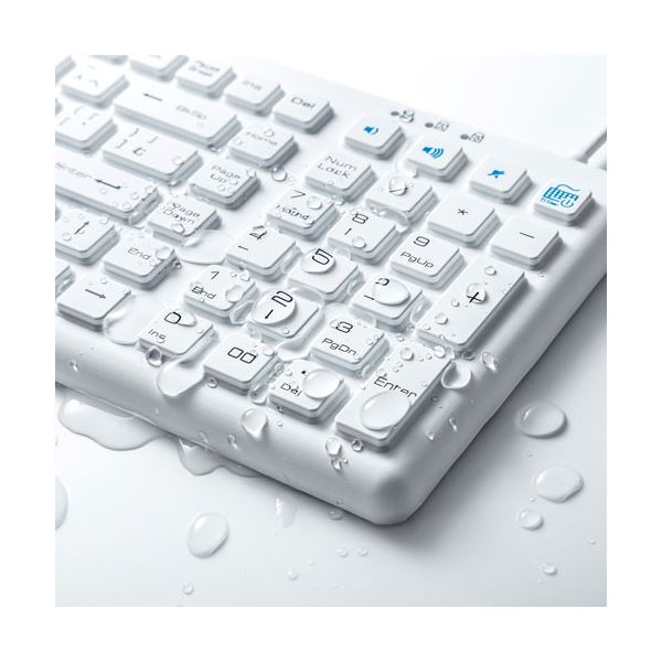 サンワサプライ 抗菌防水防塵キーボード SKB-BS7W ホワイト