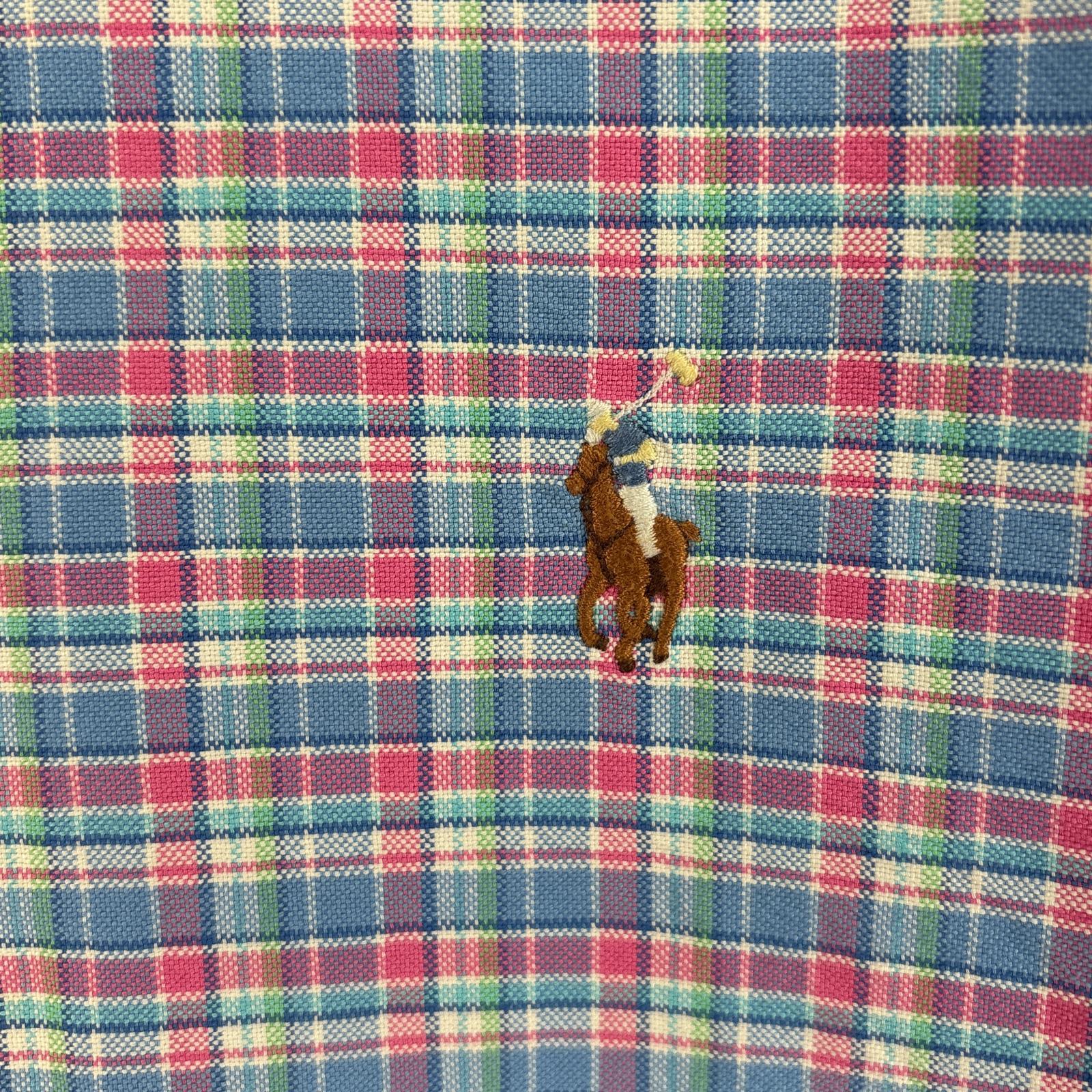 古着 長袖シャツ チェック ワンポイント ロゴ 刺繍 ボタンダウンシャツ L 水色系 マルチカラー メンズ 古着 長袖シャツ チェック ワンポイント ロゴ 刺繍 ボタンダウンシャツ L 水色系 マルチカラー メンズ