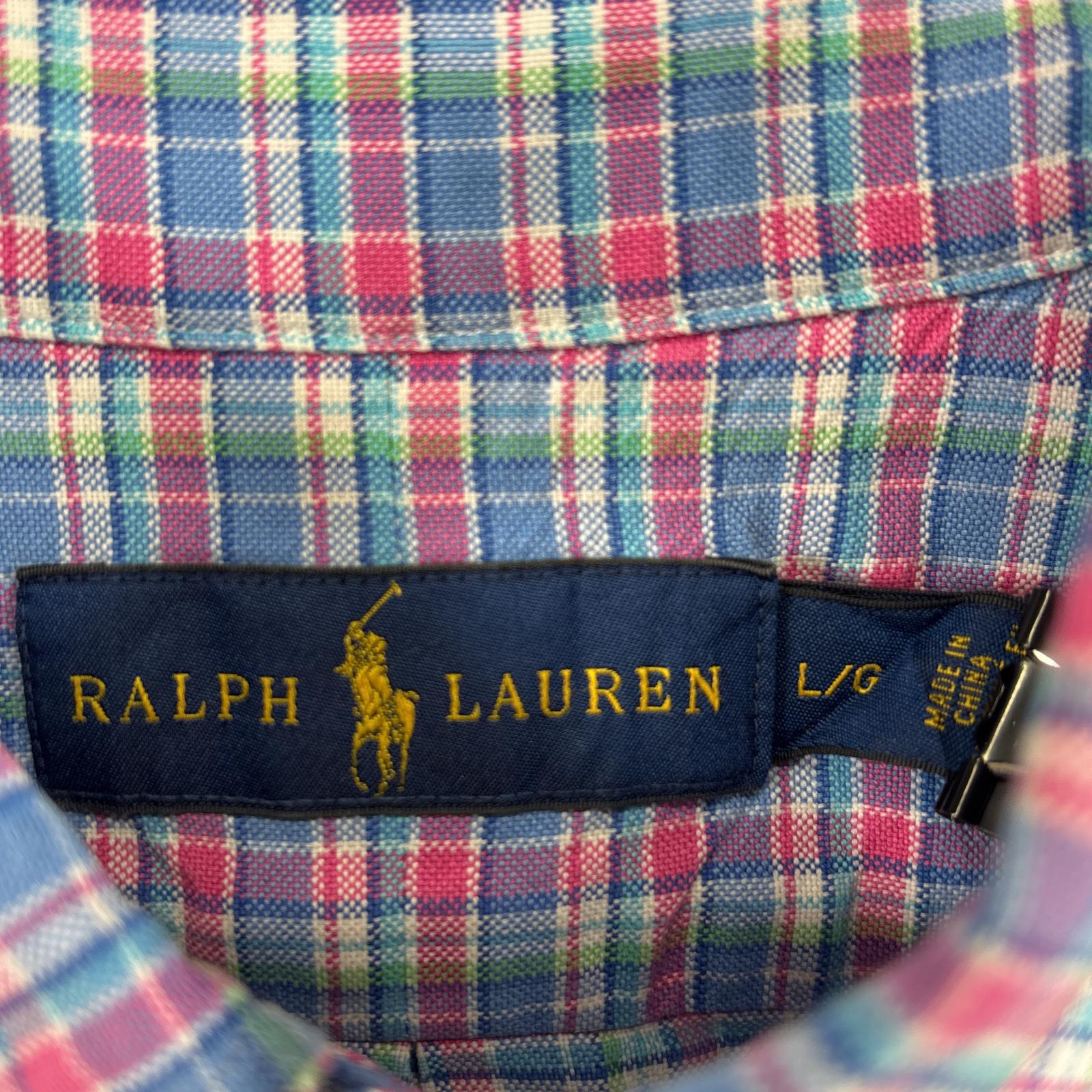 古着 長袖シャツ チェック ワンポイント ロゴ 刺繍 ボタンダウンシャツ L 水色系 マルチカラー メンズ 古着 長袖シャツ チェック ワンポイント ロゴ 刺繍 ボタンダウンシャツ L 水色系 マルチカラー メンズ