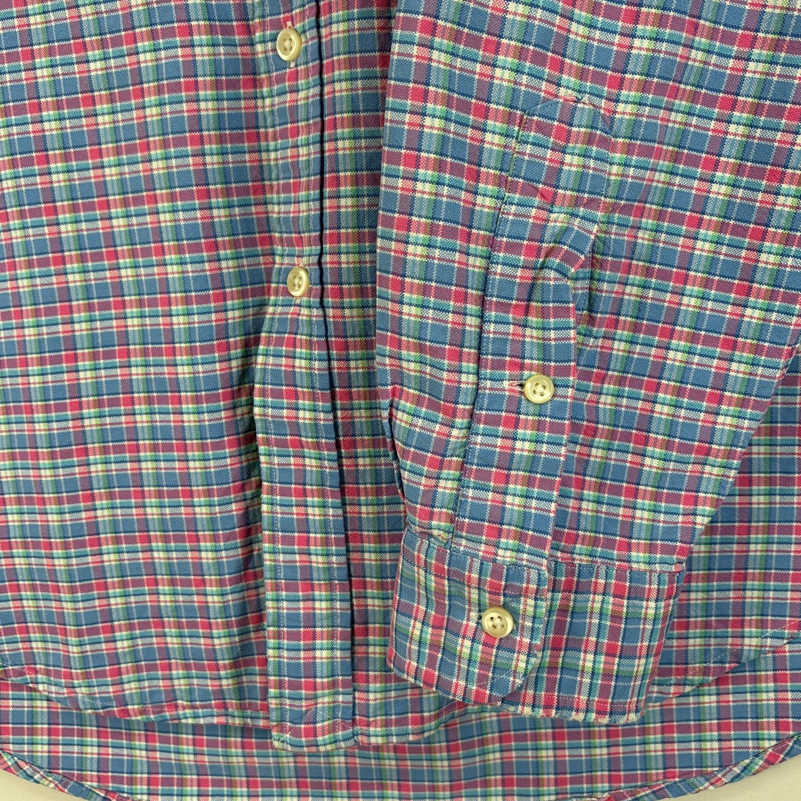 古着 長袖シャツ チェック ワンポイント ロゴ 刺繍 ボタンダウンシャツ L 水色系 マルチカラー メンズ 古着 長袖シャツ チェック ワンポイント ロゴ 刺繍 ボタンダウンシャツ L 水色系 マルチカラー メンズ