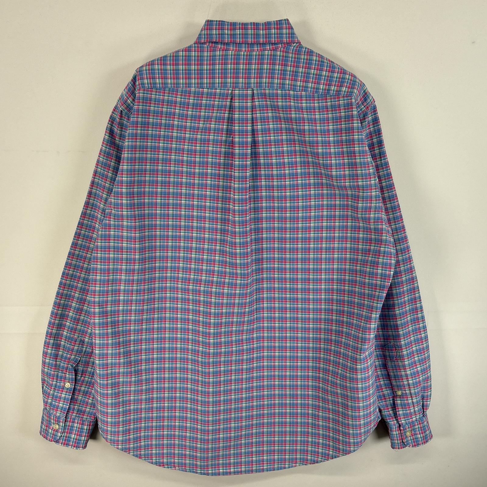 古着 長袖シャツ チェック ワンポイント ロゴ 刺繍 ボタンダウンシャツ L 水色系 マルチカラー メンズ 古着 長袖シャツ チェック ワンポイント ロゴ 刺繍 ボタンダウンシャツ L 水色系 マルチカラー メンズ