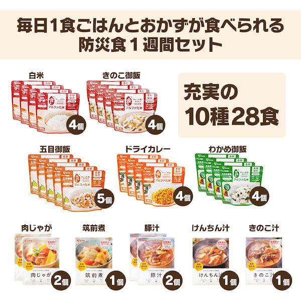 Qoo10] アイリスオーヤマ 【公式】 非常食 セット 7日分 5年保